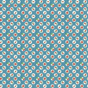 The image is a repeating pattern of small circles filled with various colors, including shades of blue, green, and red, creating a visually appealing and intricate design.