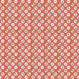 The image is a repeating pattern of red circles with white flowers and leaves on a red background.