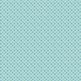 The image is a repeating pattern of small white and green flowers or leaves on a light blue background.