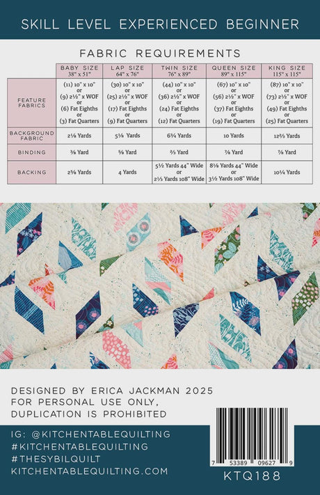 The Sybil Quilt Paper Pattern KTQ188 by Kitchen Table Quilting 5 sizes