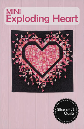 Mini Exploding Heart Quilt Pattern by Slice of PI Quilts, Finished size 36" x 36"