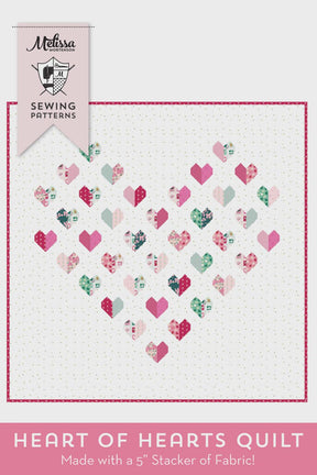 Heart of Hearts Printed Quilt Pattern by Melissa Mortenson of Polka Dot Chair finished size is 53" x 53" for a Confident Beginner PDC4618