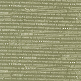 a green and white wallpaper with words on it