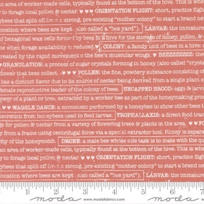 a repeating pattern of text that appears to be a list of words or phrases related to bees and honey. The text is in various fonts and sizes, and it covers a significant portion of the image. The image does not contain any visual elements or objects that are easily identifiable, and it does not depict a scene or a person. The text is not a description of a single object or scene, but rather a collection of words or phrases that are related to bees and honey.