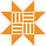 The image is a stylized logo consisting of a star-like shape composed of orange triangles arranged in a grid-like pattern.