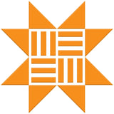 The image is a stylized logo consisting of a star-like shape composed of orange triangles arranged in a grid-like pattern.