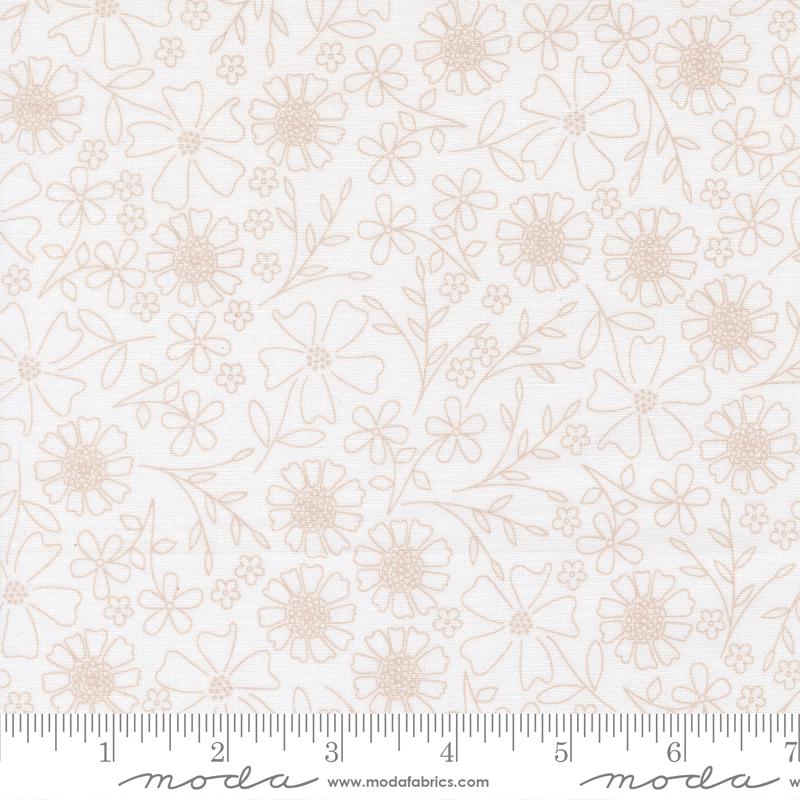 a repeating pattern of flowers and leaves on a white background.