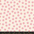 a repeating pattern of pink smiley faces on a light beige background.
