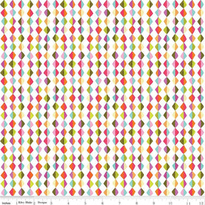 The image is a repeating pattern of colorful diamond shapes in various shades of pink, green, orange, and yellow, arranged in a diagonal grid-like pattern.