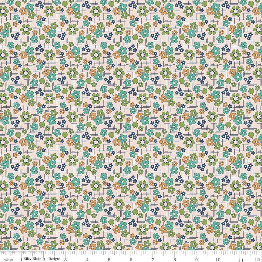 Farmers Daughter Daisy Sea Glass C17161-Seaglass by Lori Holt for Riley Blake Sold in 1/2 yard increments