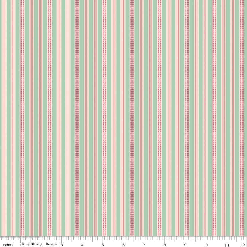 Farmers Daughter Ticking Sage C17178-Sage by Lori Holt for Riley Blake Sold in 1/2 yard increments