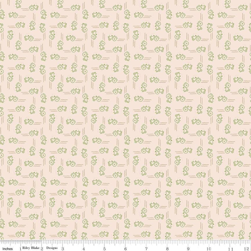 Farmers Daughter Background Thyme Tractors C17184-Thyme by Lori Holt for Riley Blake Sold in 1/2 yard increments