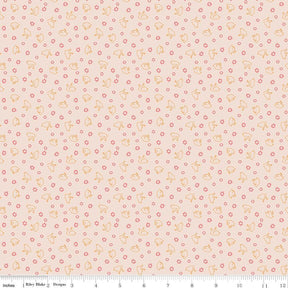 Farmers Daughter Background Coral Baby Chicks C17187-Coral by Lori Holt for Riley Blake Sold in 1/2 yard increments