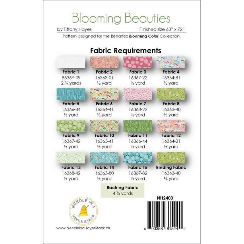 Blooming Beauties Quilt Pattern by Benartex Designer Fabrics NH2403 Finished Size is 63" x 72"