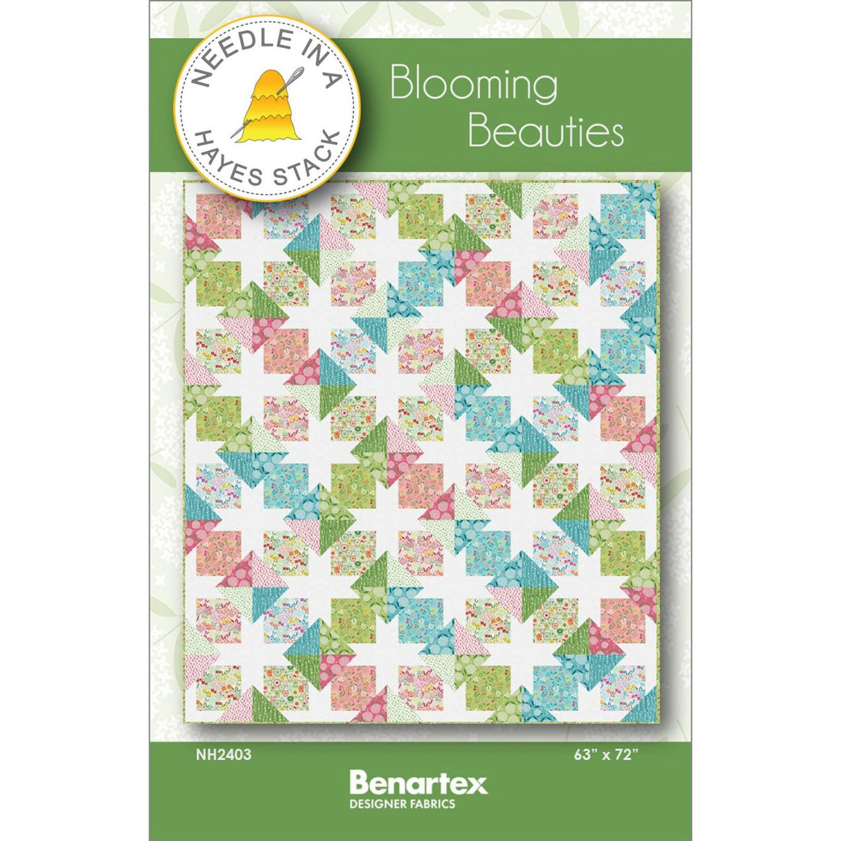 Blooming Beauties Quilt Pattern by Benartex Designer Fabrics NH2403 Finished Size is 63" x 72"