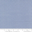 a close-up view of a fabric with a blue and white checkered pattern. The fabric appears to be made of a woven material, with a repeating pattern of small white squares or stars. The fabric is displayed on a ruler for scale, indicating its size. The image does not contain any text or additional objects, and the focus is solely on the fabric's pattern and texture.
