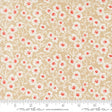 a repeating pattern of red and white flowers on a beige background.