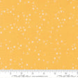 The image is a fabric with a yellow background and small white flowers scattered across it.