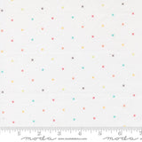 a white background with numerous small, colorful crosses scattered across it. There is a ruler at the bottom of the image, indicating the size of the crosses in millimeters.