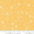 The image is a repeating pattern of yellow flowers and leaves on a fabric surface.