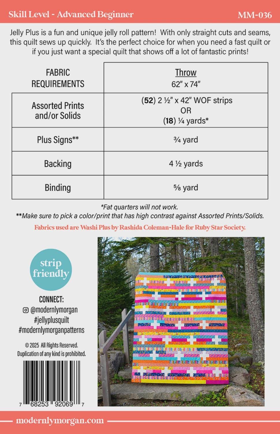 Jelly Plus MM-036 PAPER Quilt Pattern for Modernly Morgan