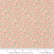The image is a fabric with a floral pattern, featuring small pink flowers and leaves. The fabric appears to be a light-colored material, possibly beige or cream, with a repeating pattern of pink flowers and green leaves. The image does not contain any text or additional objects, and the focus is on the floral pattern.