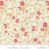 The image is a fabric with a floral pattern, featuring various types of flowers in different colors and sizes. The fabric appears to be a light-colored material, possibly cream or white, with a floral design. The image does not contain any text or specific details about the content or context.