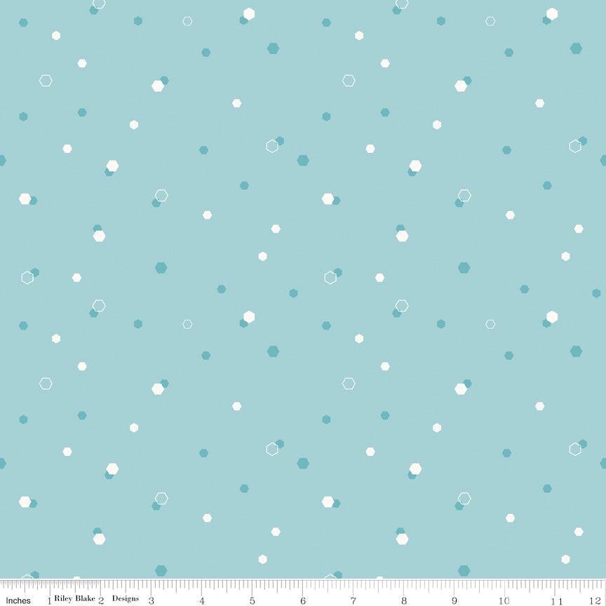 Homage Hexi Aqua Sold In 1/2 Yard Increments Cut Continuously