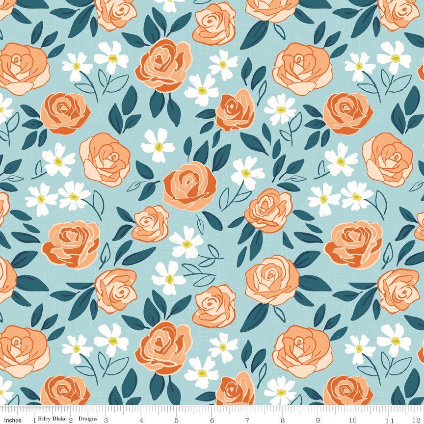 Homage Main Aqua Sold In 1/2 Yard Increments Cut Continuously