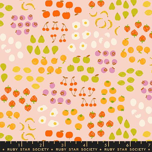 The image is a vibrant collage of various fruits and vegetables, including bananas, apples, pears, strawberries, and oranges, arranged in a visually appealing manner.