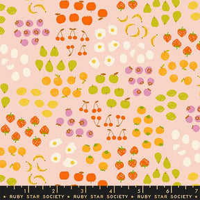 The image is a vibrant collage of various fruits and vegetables, including bananas, apples, pears, strawberries, and oranges, arranged in a visually appealing manner.