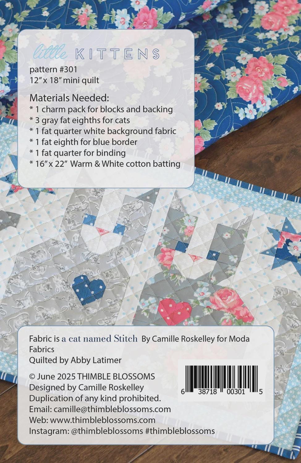 Little Kittens Quilt Pattern Thimble Blossoms TBL301 Finished Size 13" x 18"