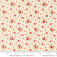 a fabric with a floral pattern of red and green flowers.