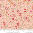 The image is a fabric with a floral pattern in shades of pink and green. The pattern consists of various flowers and leaves, creating a visually appealing and intricate design. The fabric appears to be a soft, pastel-colored material, suitable for sewing or other textile applications.