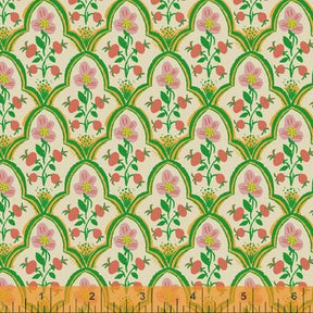 Malibu Heather Ross Wood Block Mustard for Windham Fabrics 52151-18
