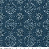 Homage Doilies Oxford Blue Sold In 1/2 Yard Increments Cut Continuously
