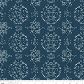Homage Doilies Oxford Blue Sold In 1/2 Yard Increments Cut Continuously