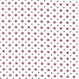 a repeating pattern of red and blue stars on a white background.