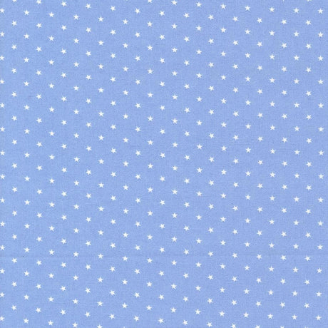 a pattern of white stars against a light blue background.