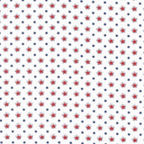 a repeating pattern of red and blue stars on a white background.