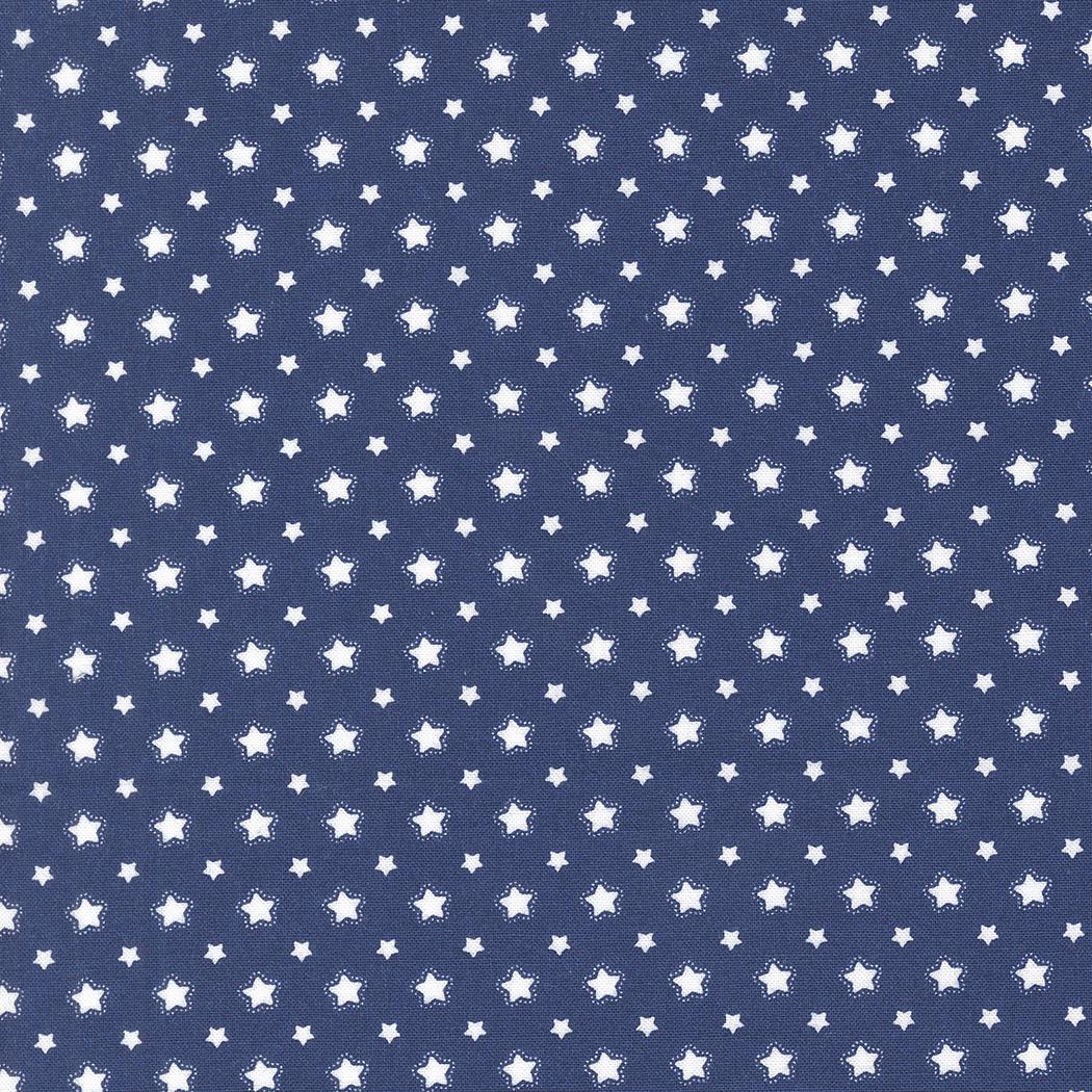 a pattern of white stars against a navy blue background.
