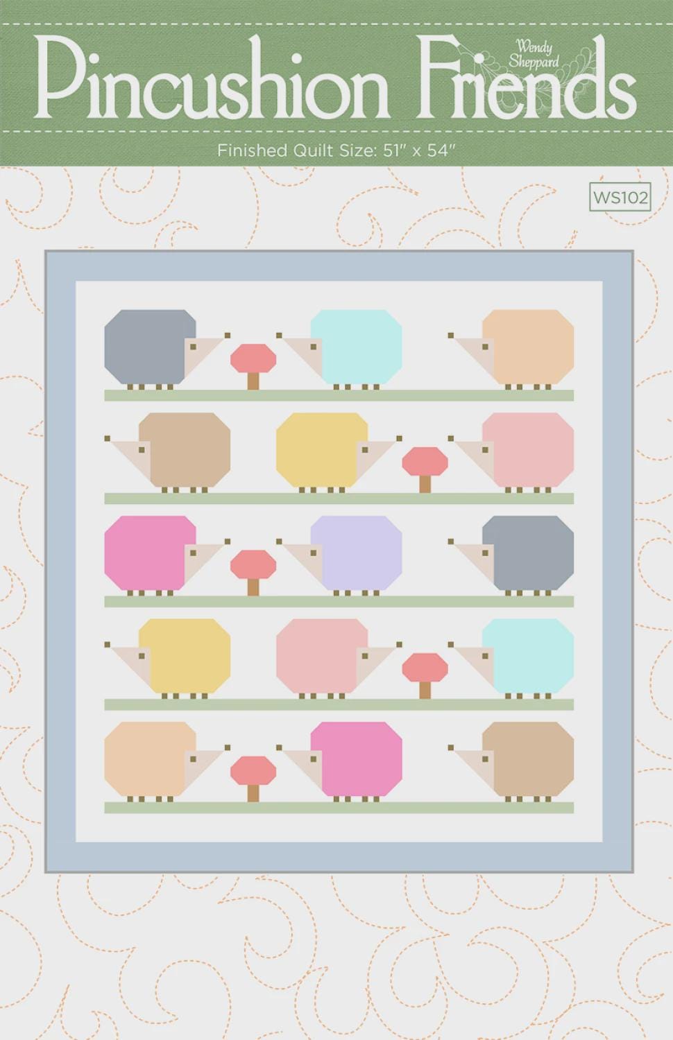 Pincushion Friends Printed Quilt Pattern WS102 by Wendy Sheppard 51" x 54"