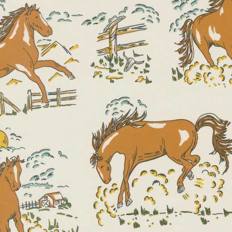 Ponderosa Stallions Horses Natural 20861 11 by Stacy Iest Hsu for Moda fabrics sold in 1/2 yard increments