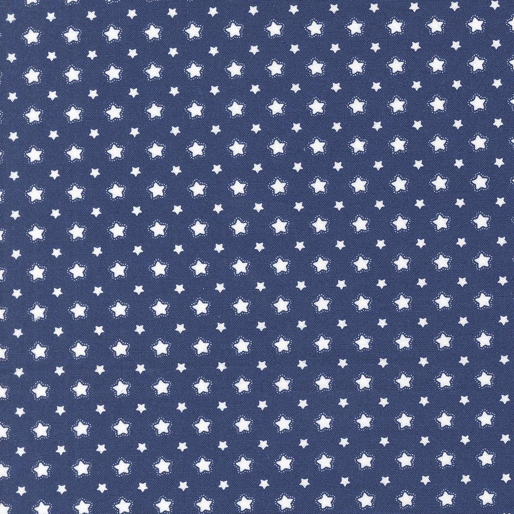 a pattern of white stars against a navy blue background.