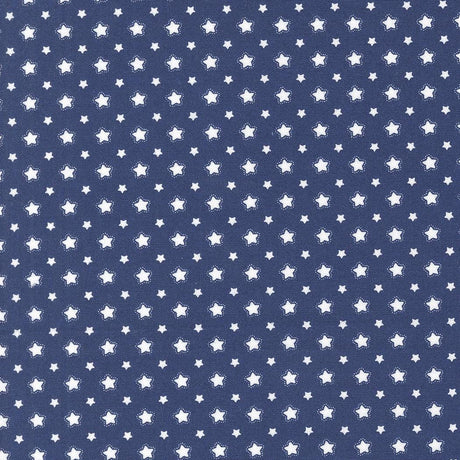 a pattern of white stars against a navy blue background.