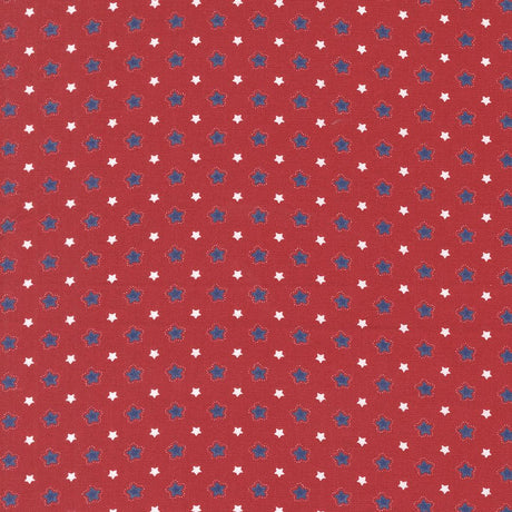 a red background with white stars scattered across it.