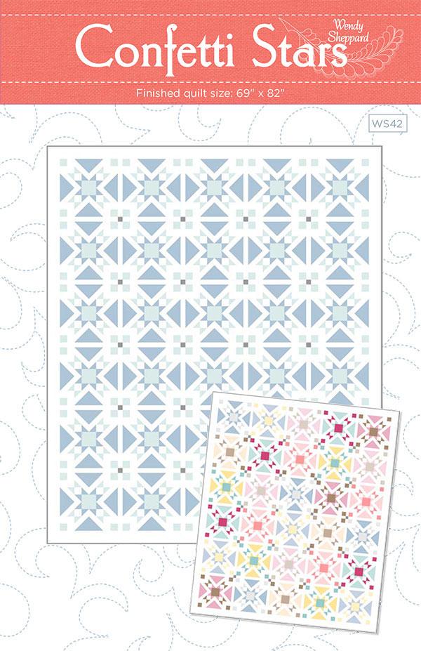 Confetti Stars Printed Quilt Pattern WS42 by Wendy Sheppard 69" x 82"