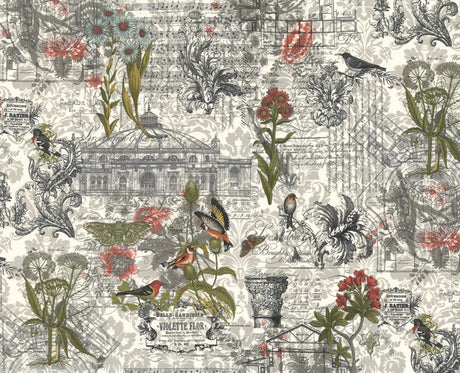 3 Sisters Favorites Collages Grey Floral Cotton Fabric 44366 11 Cut in 1/2 yard increments