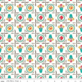 Cook Book Luncheon C11755-Seaglass by Lori Holt for Riley Blake Sold in 1/2 yard increments