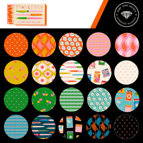 a collection of 16 circular patterns, each with a unique design and color scheme. The patterns include polka dots, stripes, flowers, and abstract shapes, creating a visually diverse and vibrant display.